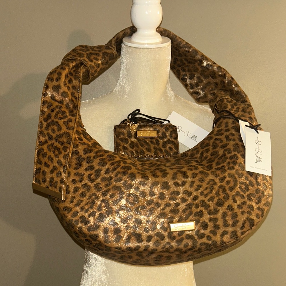 Jessica Simpson Leopard Print Hobo Bag - Brown/Black